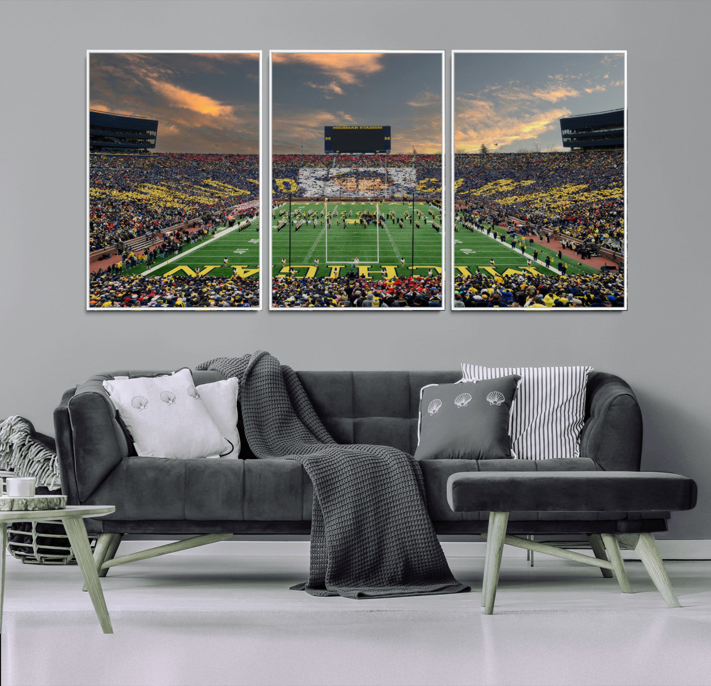 81843-MGV-FC-60X30-3P_White-University of Michigan Wolverines Print Canvas, Football Team Print - Ann Arbor Michigan Stadium