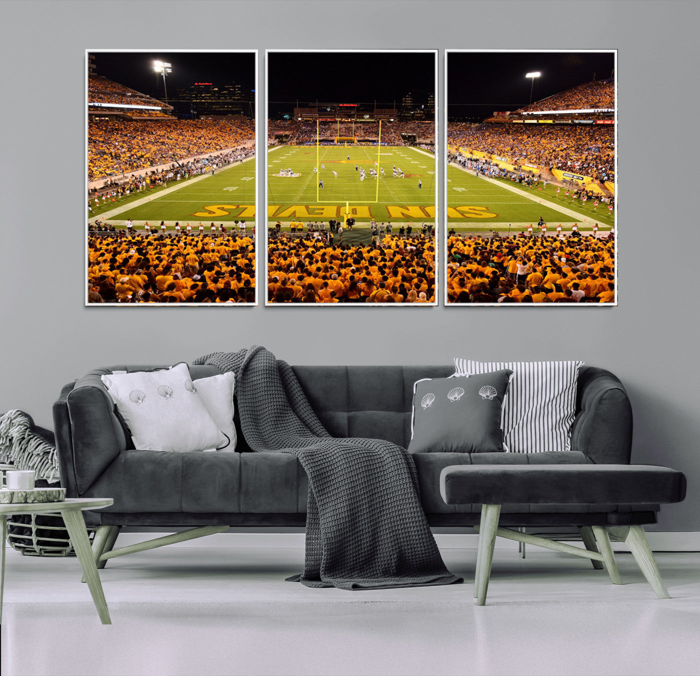 MGV-FC-60X30-3P - ASU Sun Devils Football Team Print - Phoenix Mountain America Stadium Wall Art Canvas Print