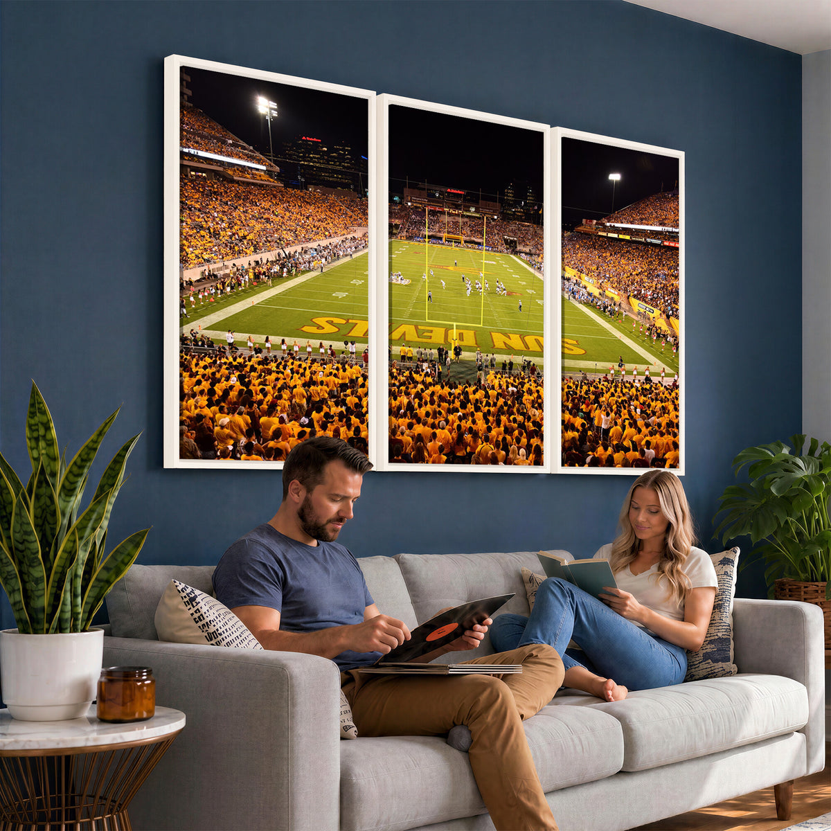 21588-MGV-CV-36X24 - ASU Sun Devils Football Team Print - Phoenix Mountain America Stadium Wall Art Canvas Print
