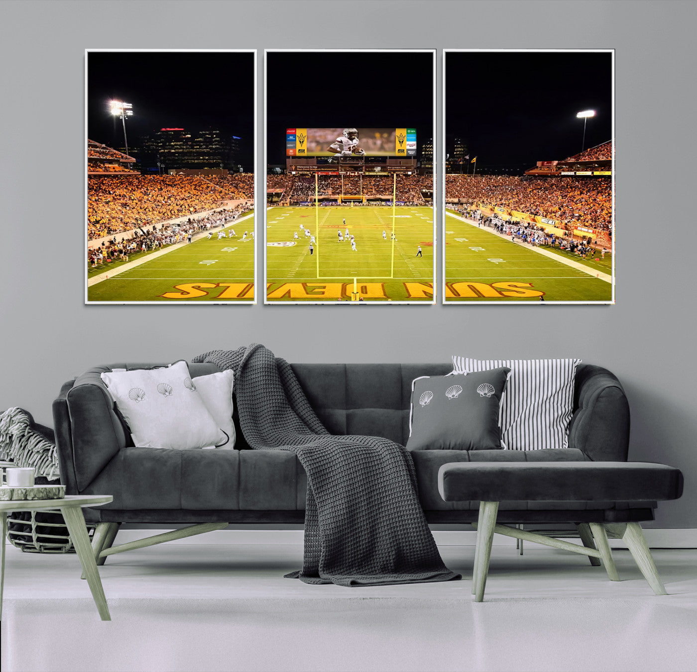 MGV-FC-60X30-3P - ASU Sun Devils Football Team Print - Phoenix Mountain America Stadium Canvas Print