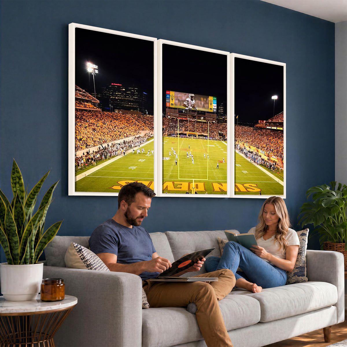 87612-MGV-CV-36X24 - ASU Sun Devils Football Team Print - Phoenix Mountain America Stadium Canvas Print
