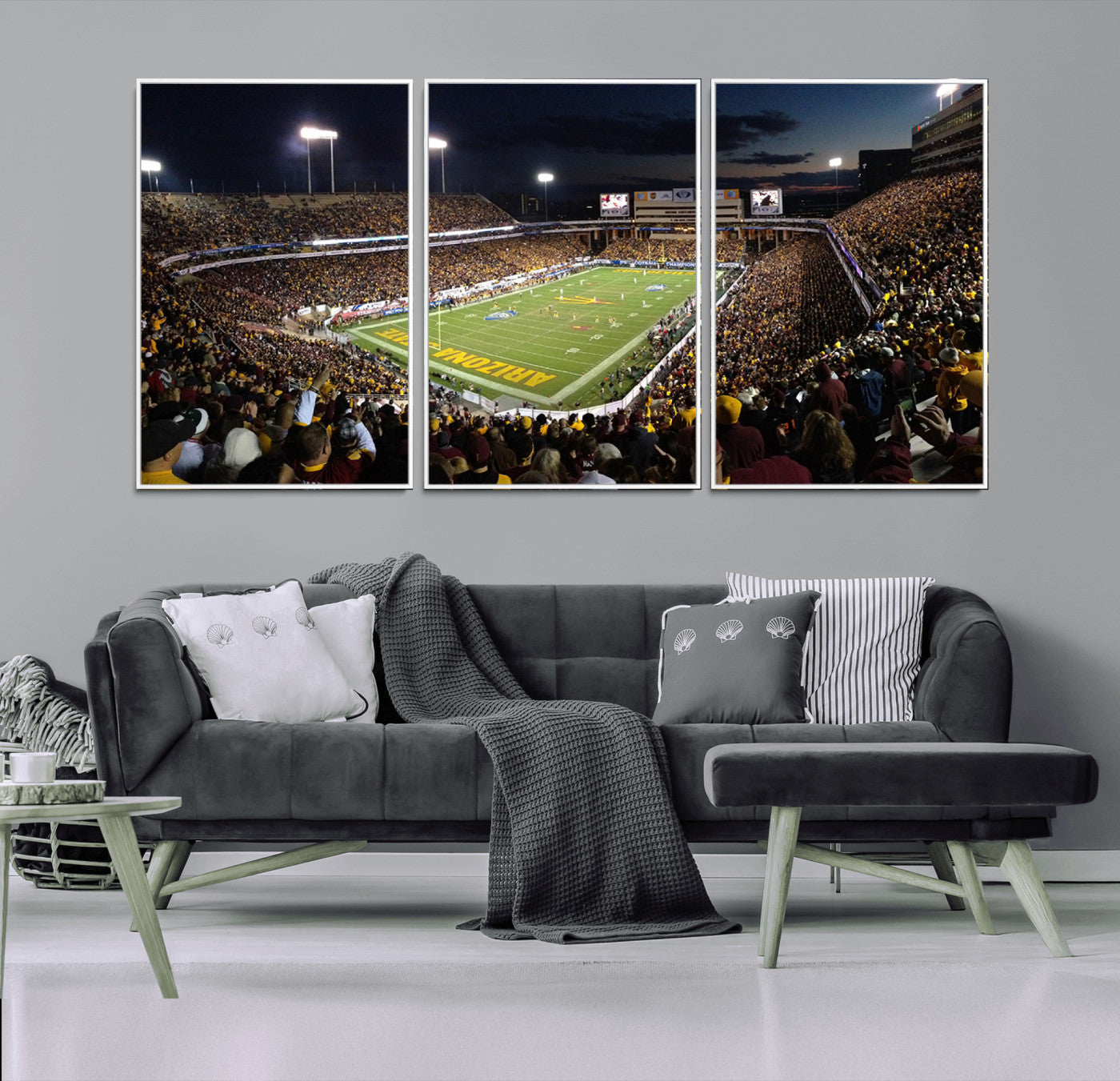 MGV-FC-60X30-3P - ASU Sun Devils Football Team Print Canvas - Phoenix Mountain America Stadium Wall Art Canvas Print