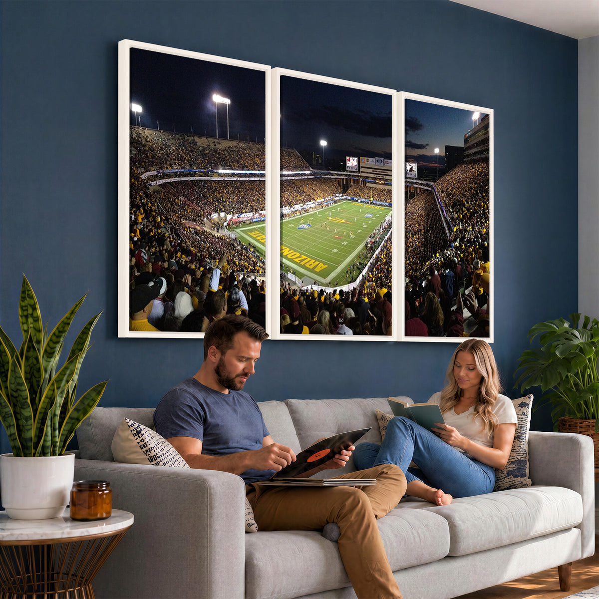 75716-MGV-CV-36X24 - ASU Sun Devils Football Team Print Canvas - Phoenix Mountain America Stadium Wall Art Canvas Print