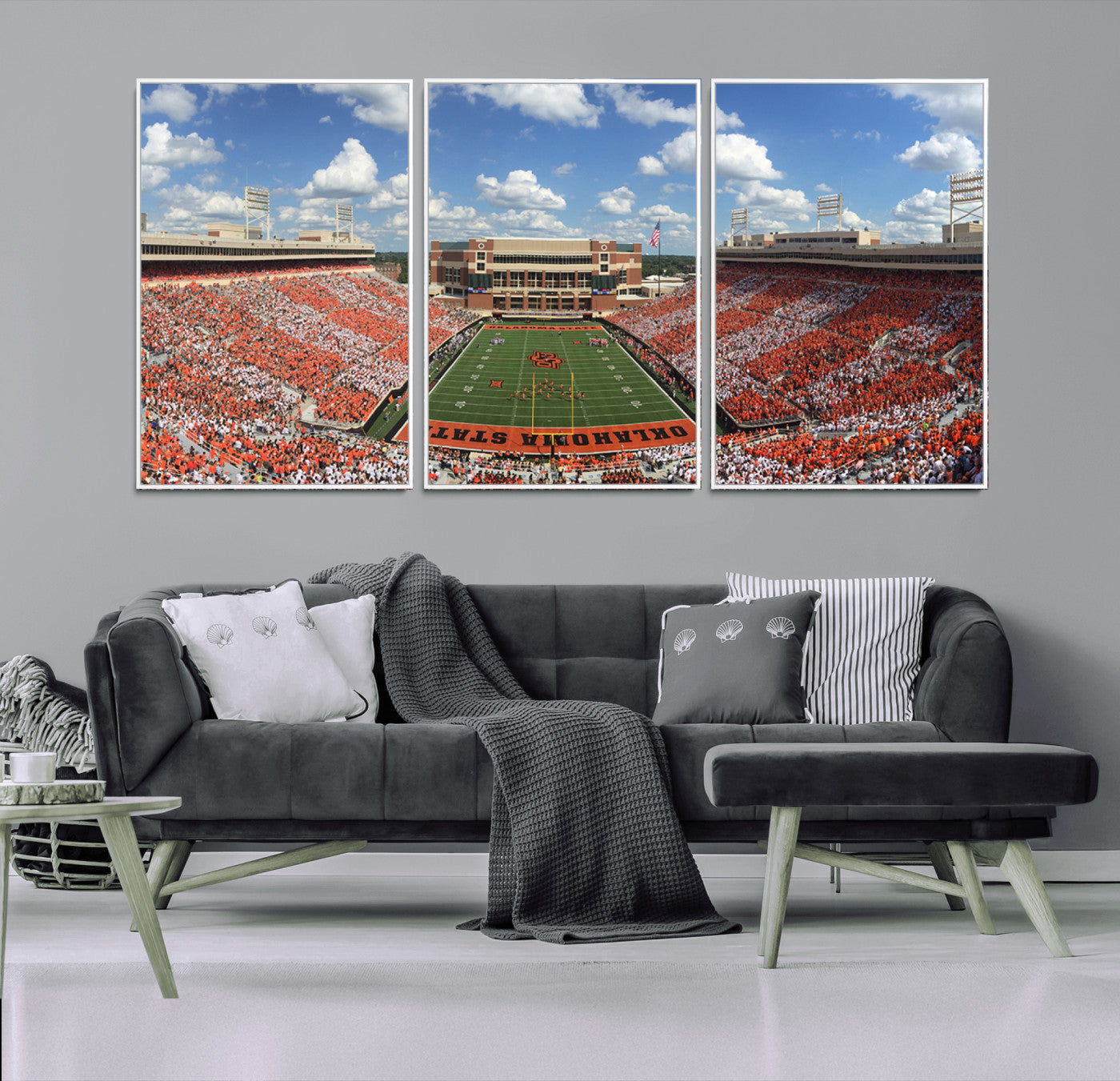 MGV-FC-60X30-3P - Oklahoma State Cowboys Football Team Print - Stillwater Boone Pickens Stadium Wall Art Canvas Print