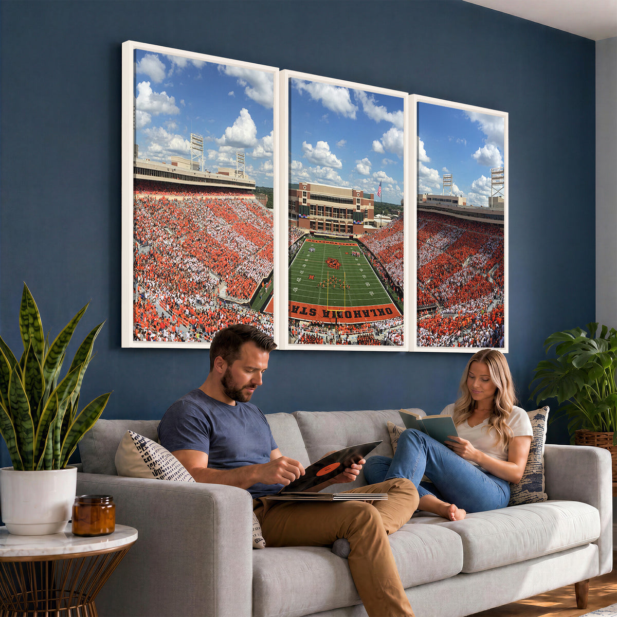 65192-MGV-CV-36X24 - Oklahoma State Cowboys Football Team Print - Stillwater Boone Pickens Stadium Wall Art Canvas Print