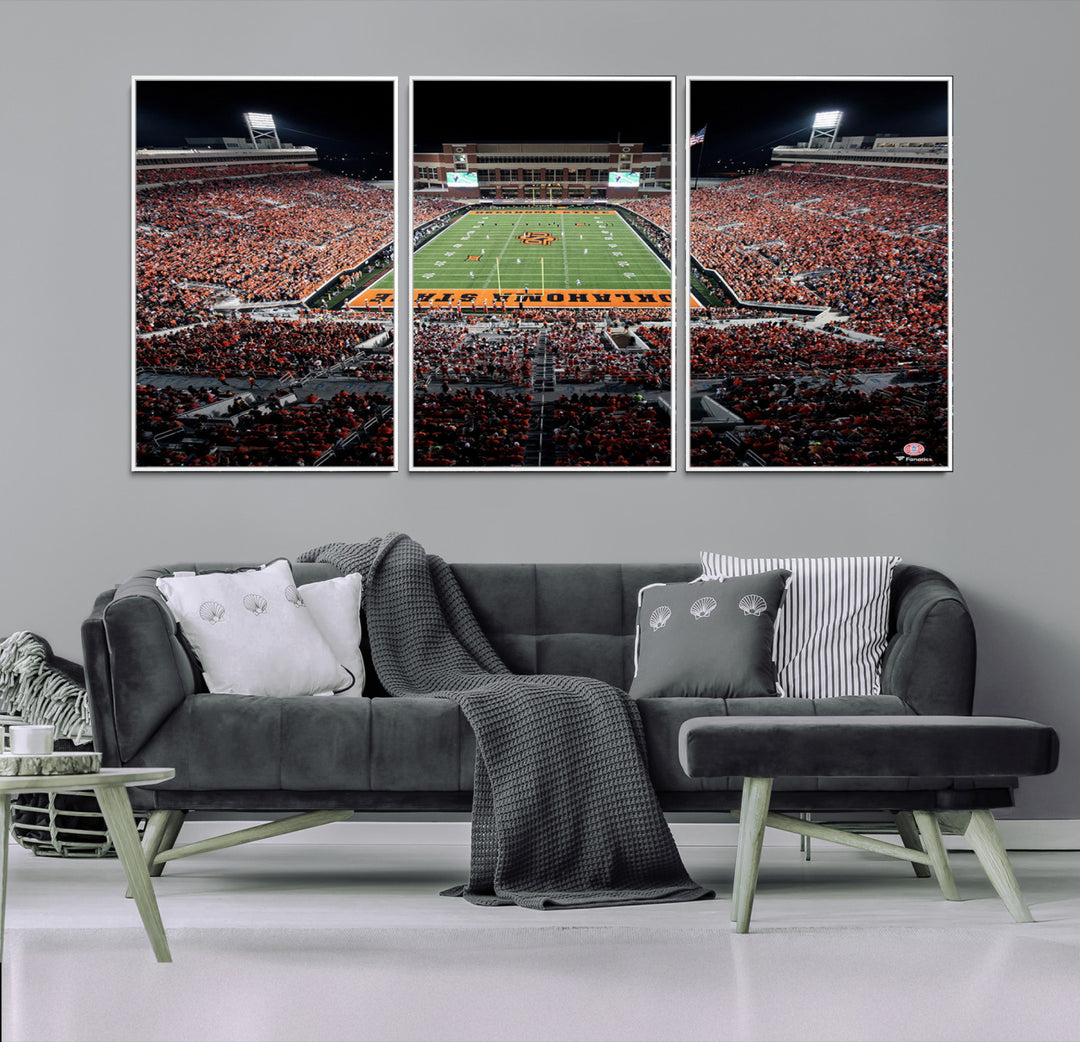 Oklahoma State Cowboys Canvas Print, Football Team Print - Stillwater Boone Pickens Stadium Wall Art Canvas Print