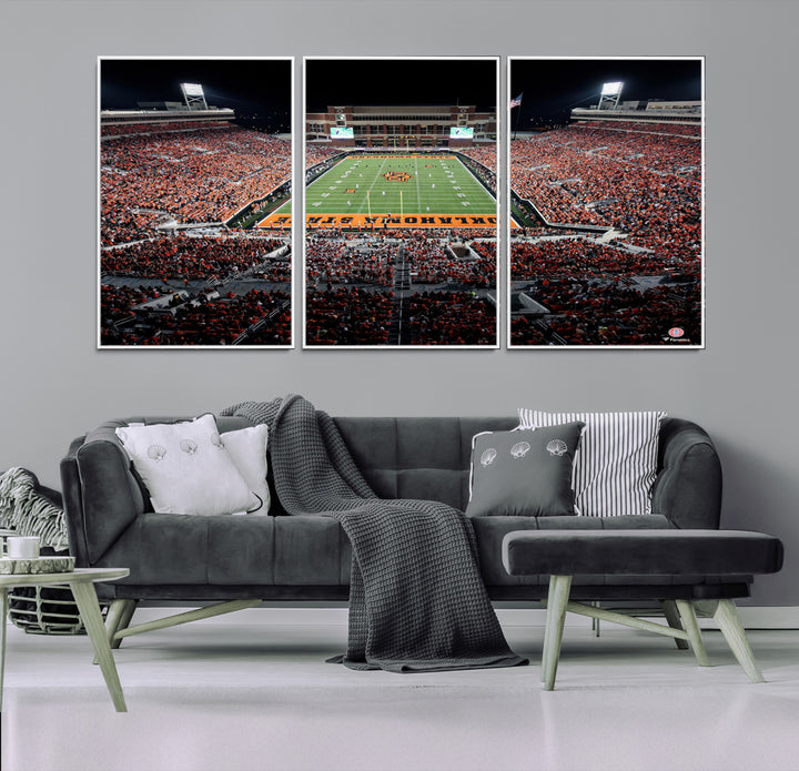 Oklahoma State Cowboys Football Team Print - Stillwater Boone Pickens Stadium Wall Art Canvas Print
