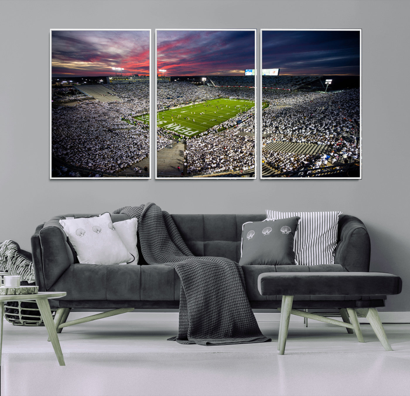 MGV-FC-60X30-3P - Penn State Nittany Lions Football Team Print - University Park Beaver Stadium Art Canvas Print