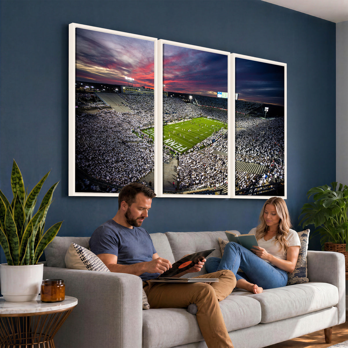 37304-MGV-CV-36X24 - Penn State Nittany Lions Football Team Print - University Park Beaver Stadium Art Canvas Print
