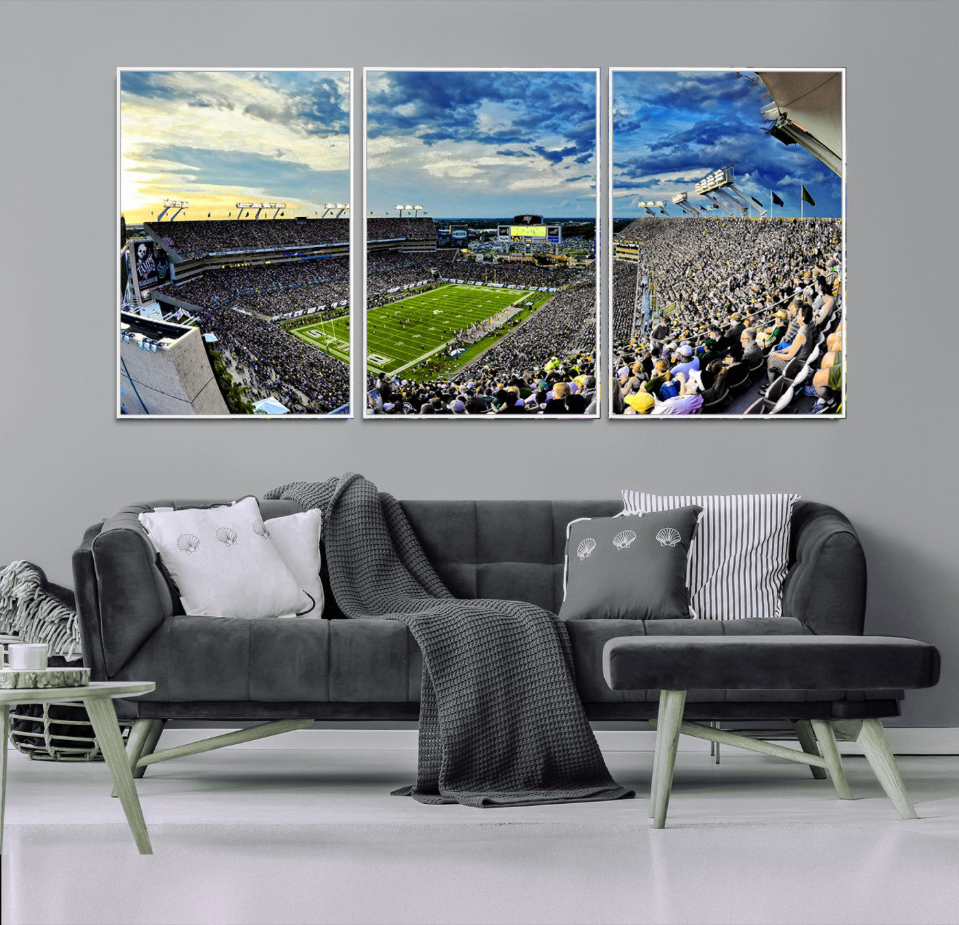 MGV-FC-60X30-3P - Framed USF Bulls Football Team Print - Tampa Raymond James Stadium Wall Art Canvas Print