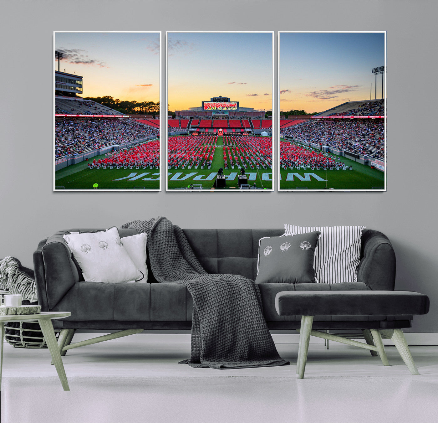 35266-MGV-CV-36X24-NC State Wolfpack Football Team Print Wall Art - Raleigh Carter-Finley Stadium Wall Art Canvas Print