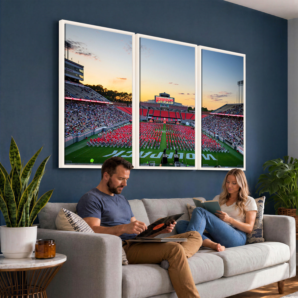 35266-MGV-CV-36X24 - NC State Wolfpack Football Team Print Wall Art - Raleigh Carter-Finley Stadium Wall Art Canvas Print