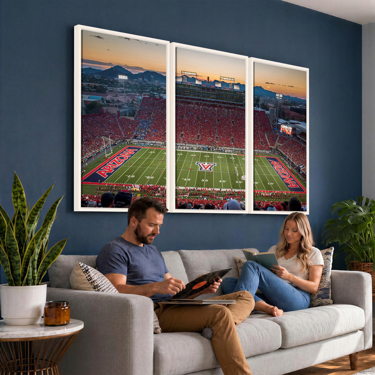 45563-MGV-CV-36X24 - Arizona Wildcats Football Team Print - Tucson Arizona Stadium Wall Art Canvas Print
