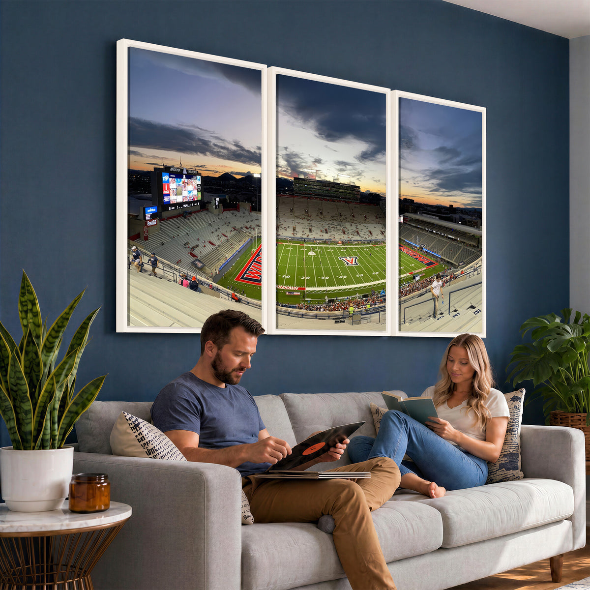 24339-MGV-CV-36X24 - Arizona Wildcats Football Team Print - Tucson Arizona Stadium Wall Art Canvas Print