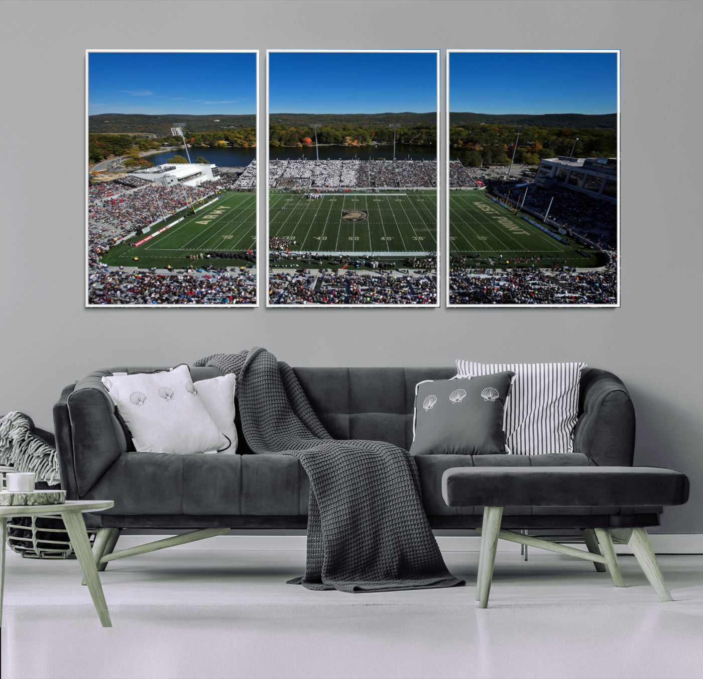 52056-MGV-FC-60X30-3P_White-Army Black Knights Football Team Print - West Point Michie Stadium Wall Art Canvas Print