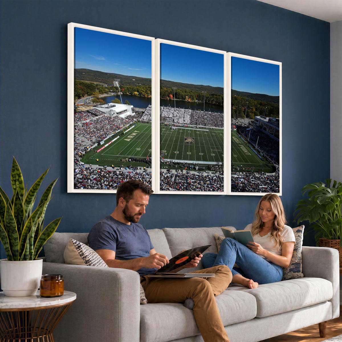 52056-MGV-CV-36X24 - Army Black Knights Football Team Print - West Point Michie Stadium Wall Art Canvas Print