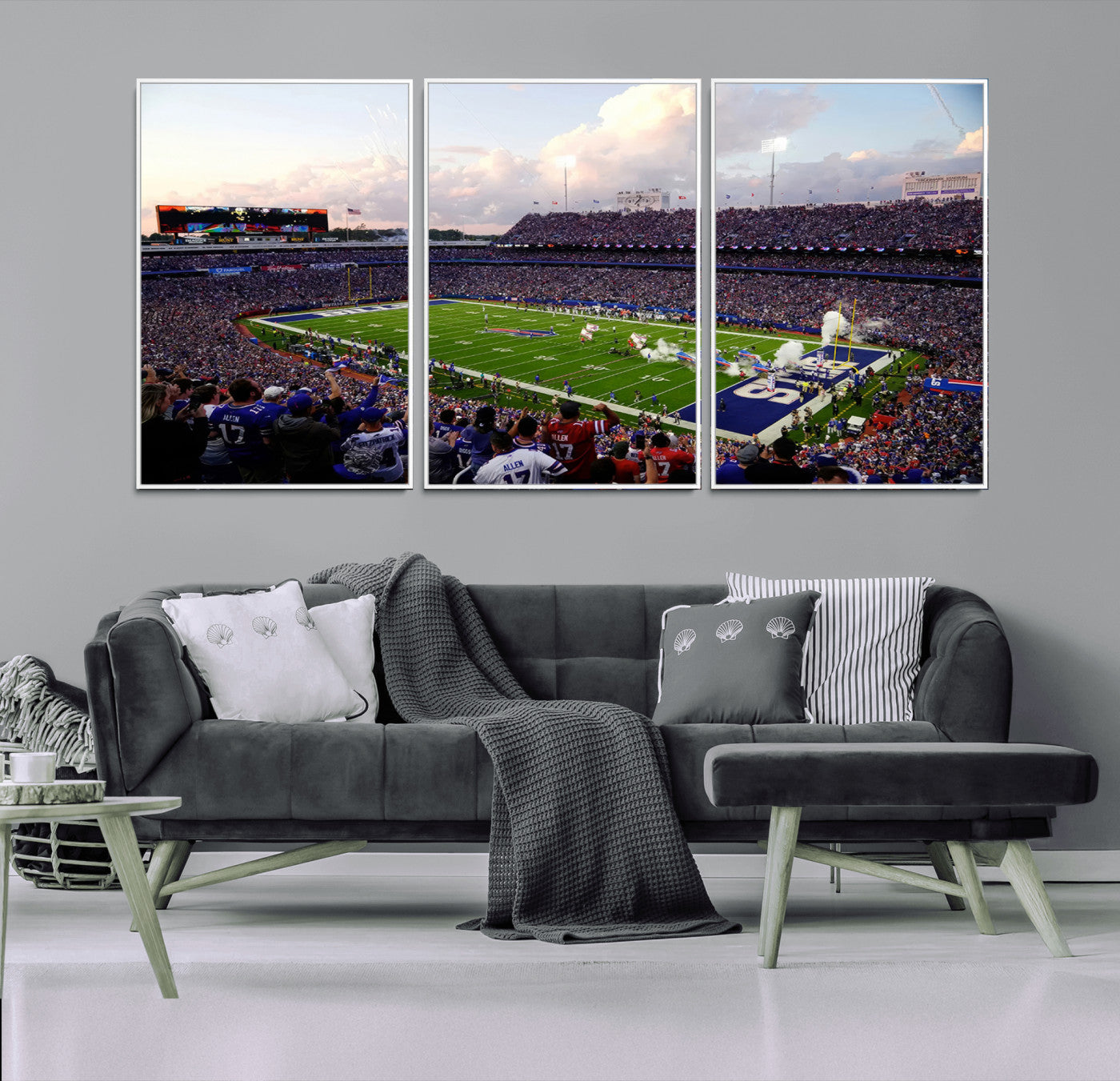 64066-MGV-FC-60X30-3P_White-Buffalo Bills Football Team Print - Buffalo Highmark Stadium Wall Art Canvas Print