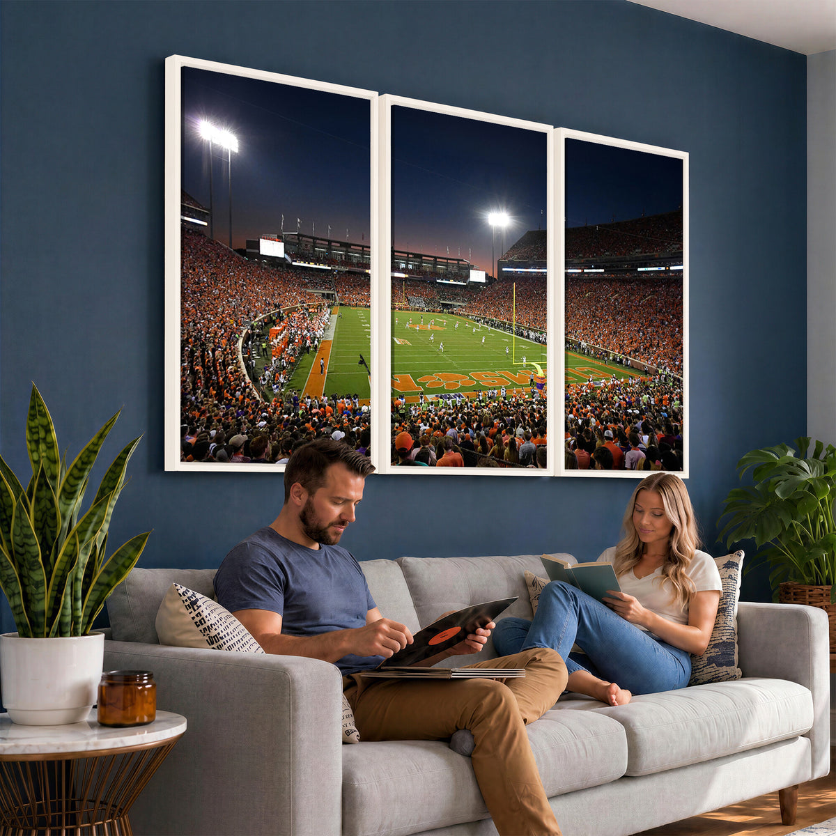 32340-MGV-CV-36X24 - Clemson University Tigers Art Print, Football Team Print