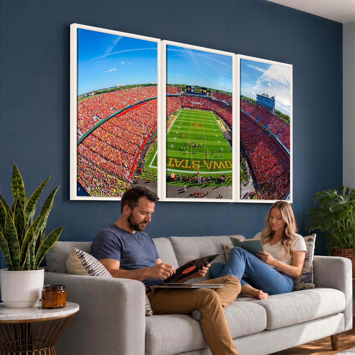 36706-MGV-CV-24X16 - Iowa State University Cyclones Football Team Print, Ames, Framed and Ready to Hang