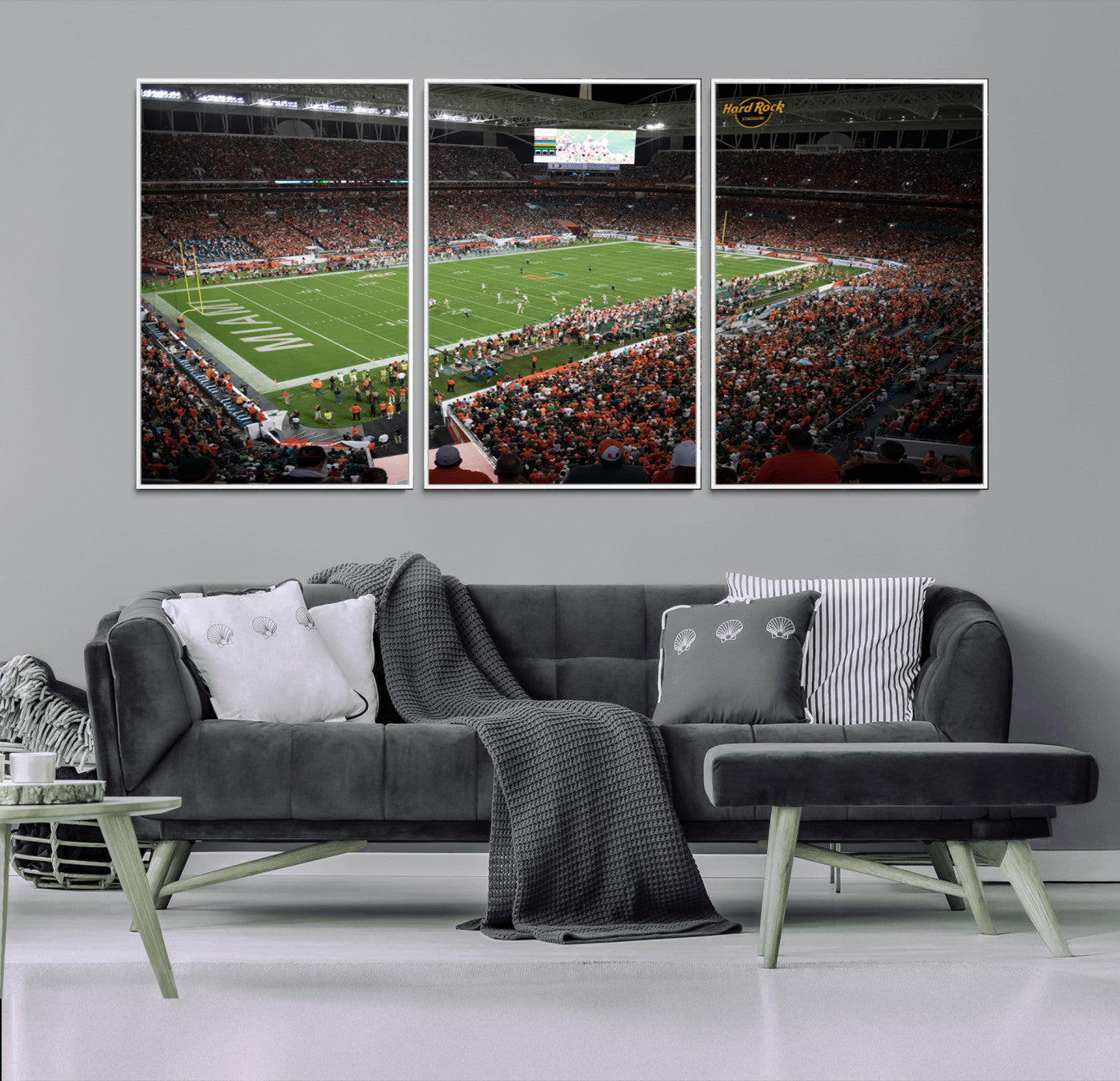 33698-MGV-CV-36X24-Miami Hurricanes Football Team Print Canvas- Miami Hard Rock Stadium Wall Art Canvas Print
