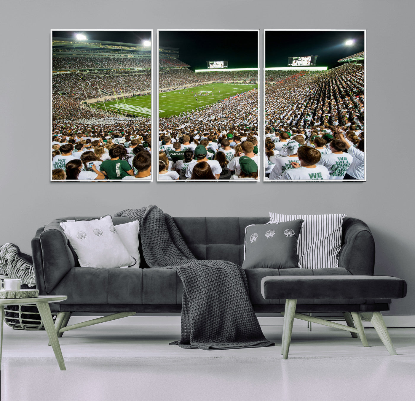 30457-MGV-CV-36X24-Michigan State Spartans Football Canvas Print - East Lansing Spartan Stadium Wall Art Canvas Print