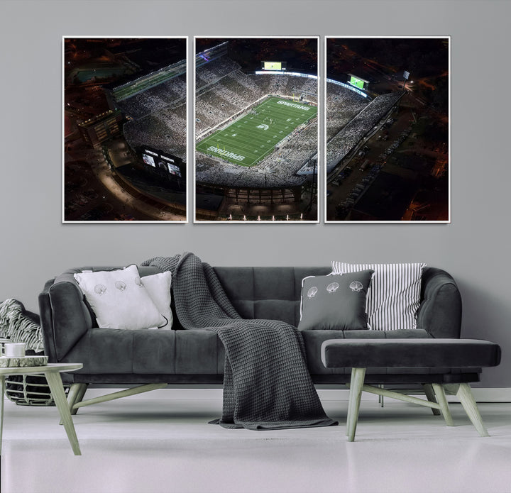 Michigan State Spartans Football Team Print - East Lansing Spartan Stadium Print Wall Art