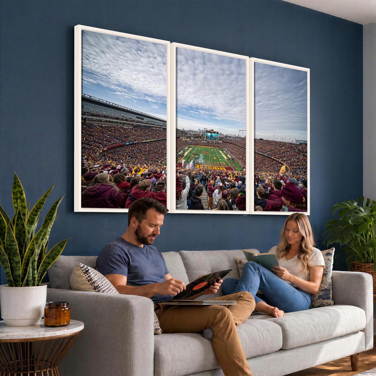 38459-PAN-FL-20X10 - University of Minnesota Golden Gophers Football Team Print - Minneapolis Huntington Bank Stadium Art