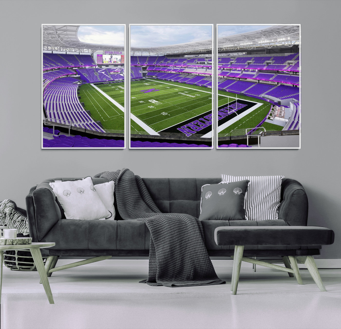 MGV-FC-60X30-3P - Northwestern University Wildcats Football Team Print - Evanston Ryan Field Wall Art Canvas Print