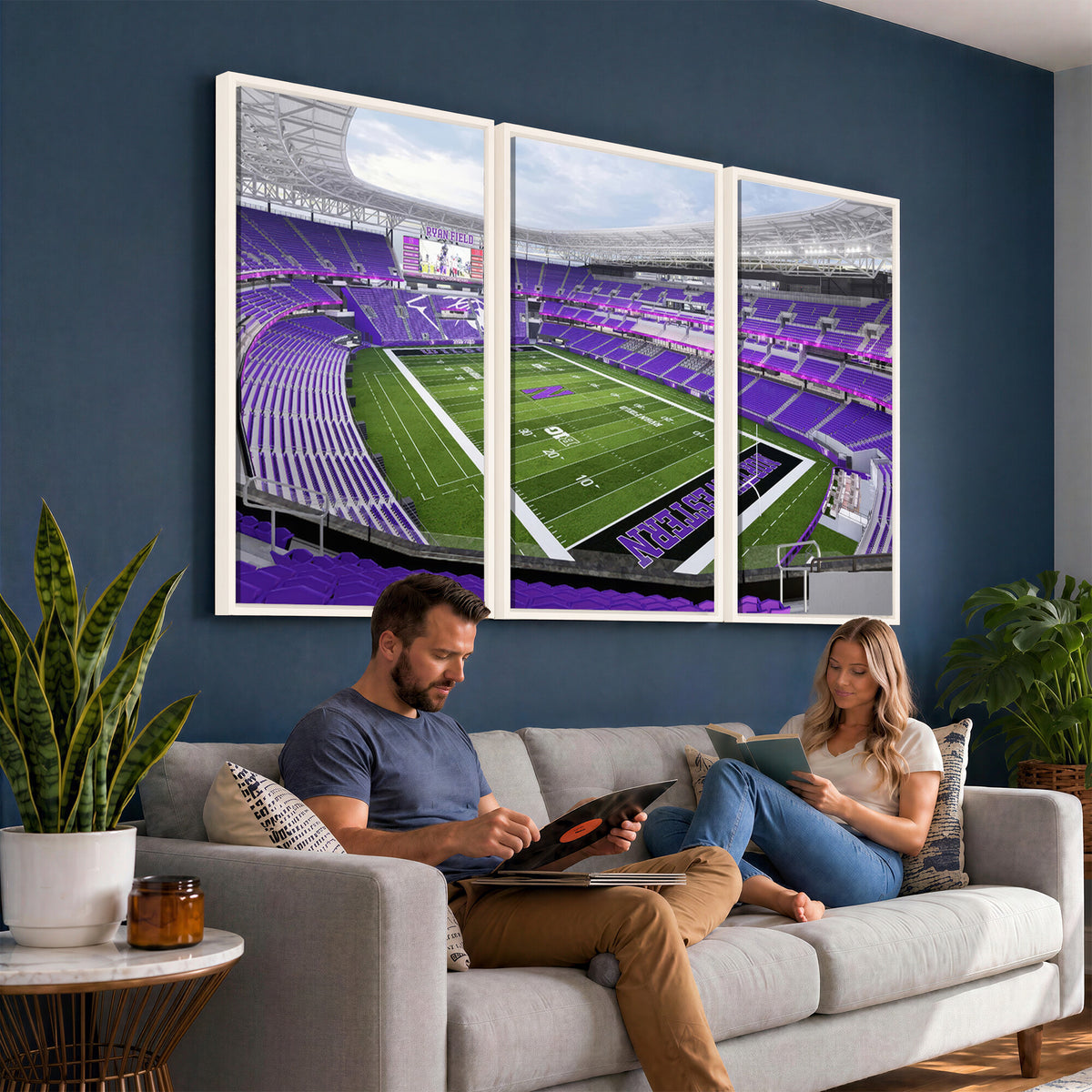 49190-MGV-CV-36X24 - Northwestern University Wildcats Football Team Print - Evanston Ryan Field Wall Art Canvas Print