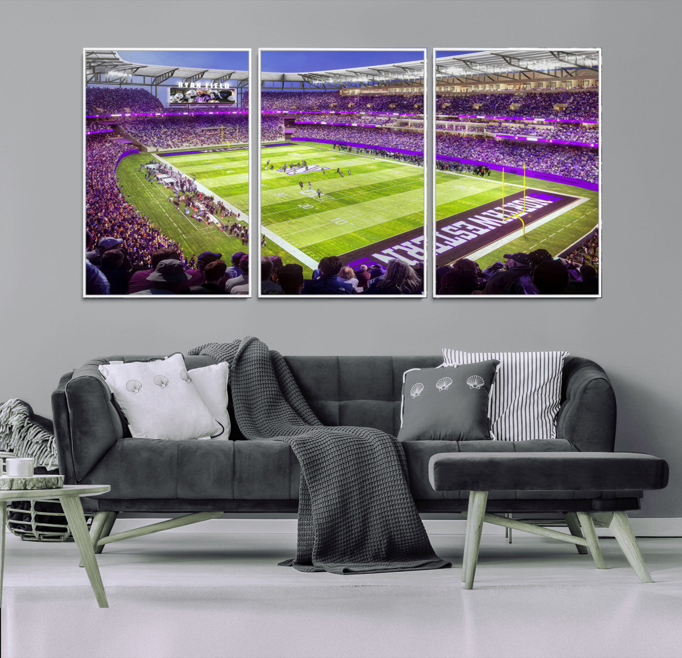 MGV-FC-60X30-3P - Northwestern University Wildcats Football Team Print - Evanston Ryan Field Wall Art Canvas Print