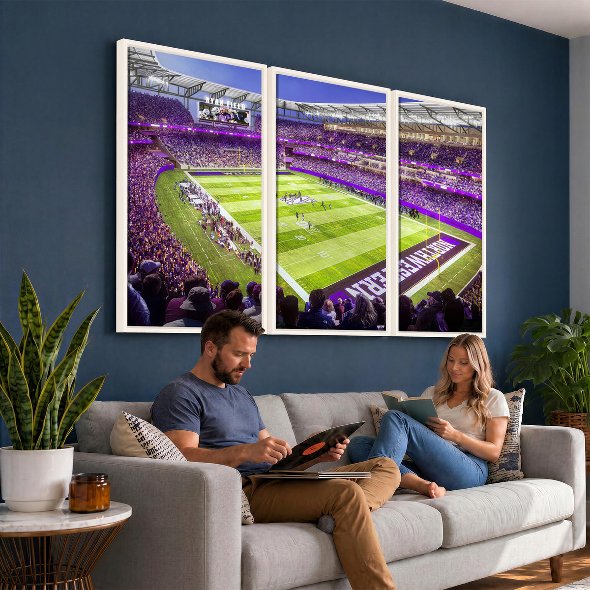 81245-MGV-CV-36X24 - Northwestern University Wildcats Football Team Print - Evanston Ryan Field Wall Art Canvas Print