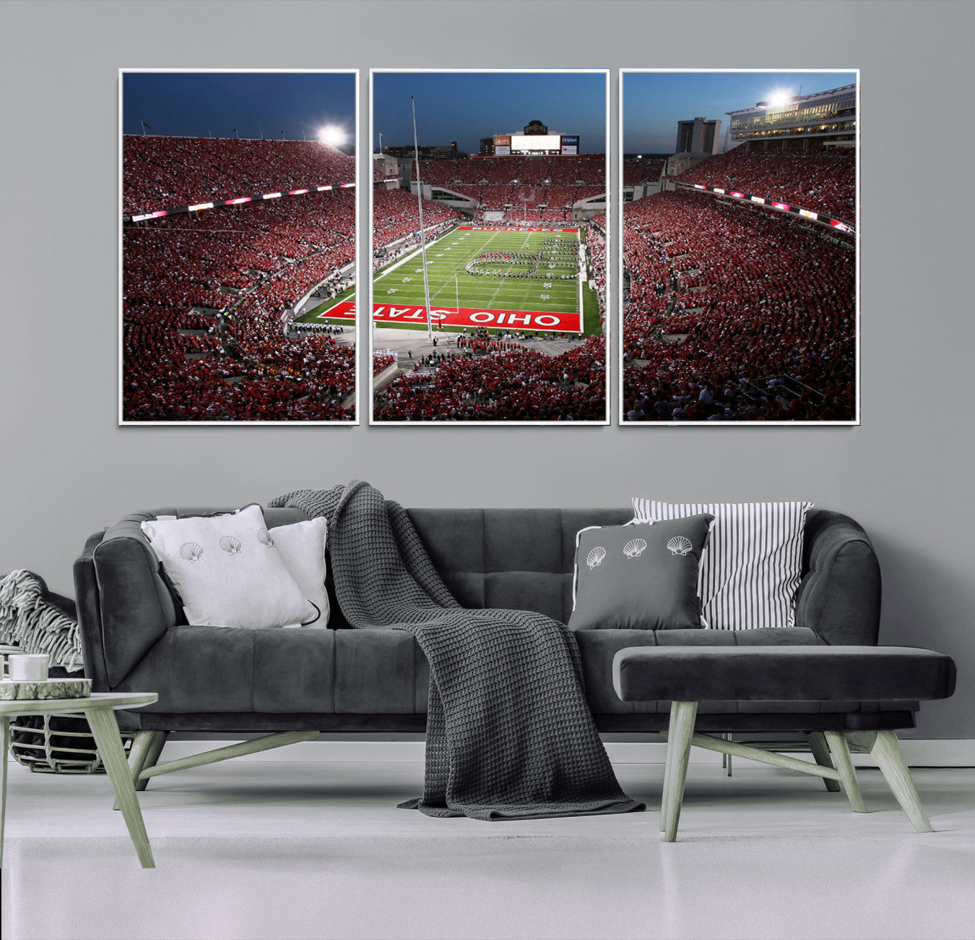 98743-MGV-CV-36X24-Ohio State University Buckeyes Football Team Print - Columbus Ohio Stadium Wall Art Canvas Print