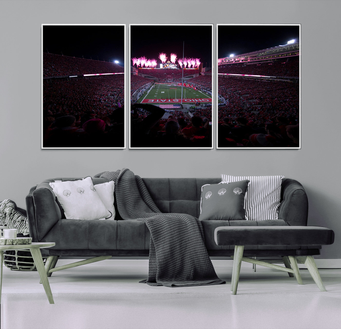 20483-MGV-CV-36X24-Ohio State University Buckeyes Football Team Print - Columbus Ohio Stadium Wall Art Canvas Print