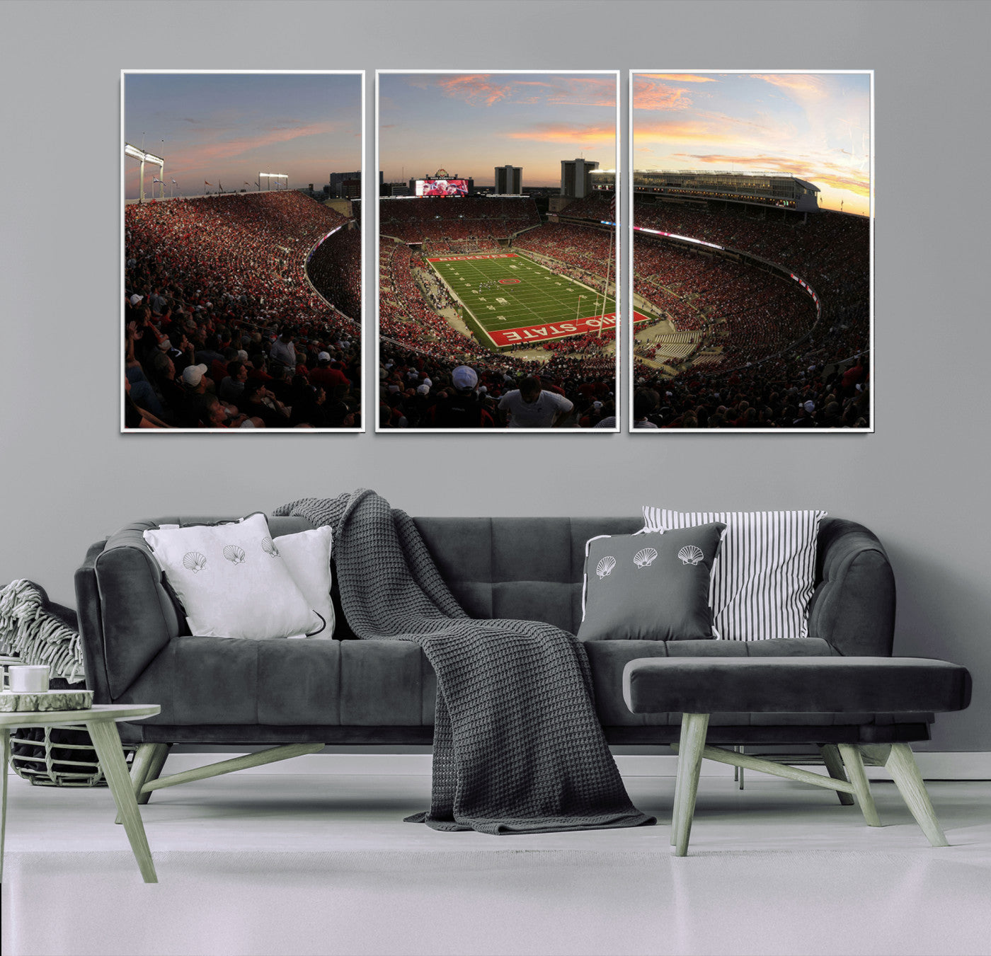 28825-MGV-CV-36X24-Ohio State University Buckeyes Football Team Print - Columbus Ohio Stadium Wall Art Canvas Print