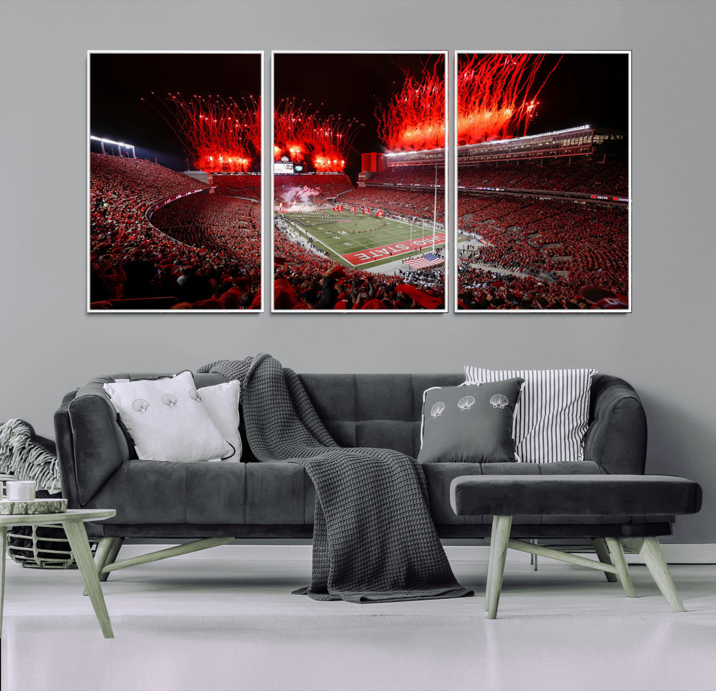 56909-MGV-FC-60X30-3P_White-Ohio State University Buckeyes Football Team Print - Columbus Ohio Stadium Wall Art Canvas Print