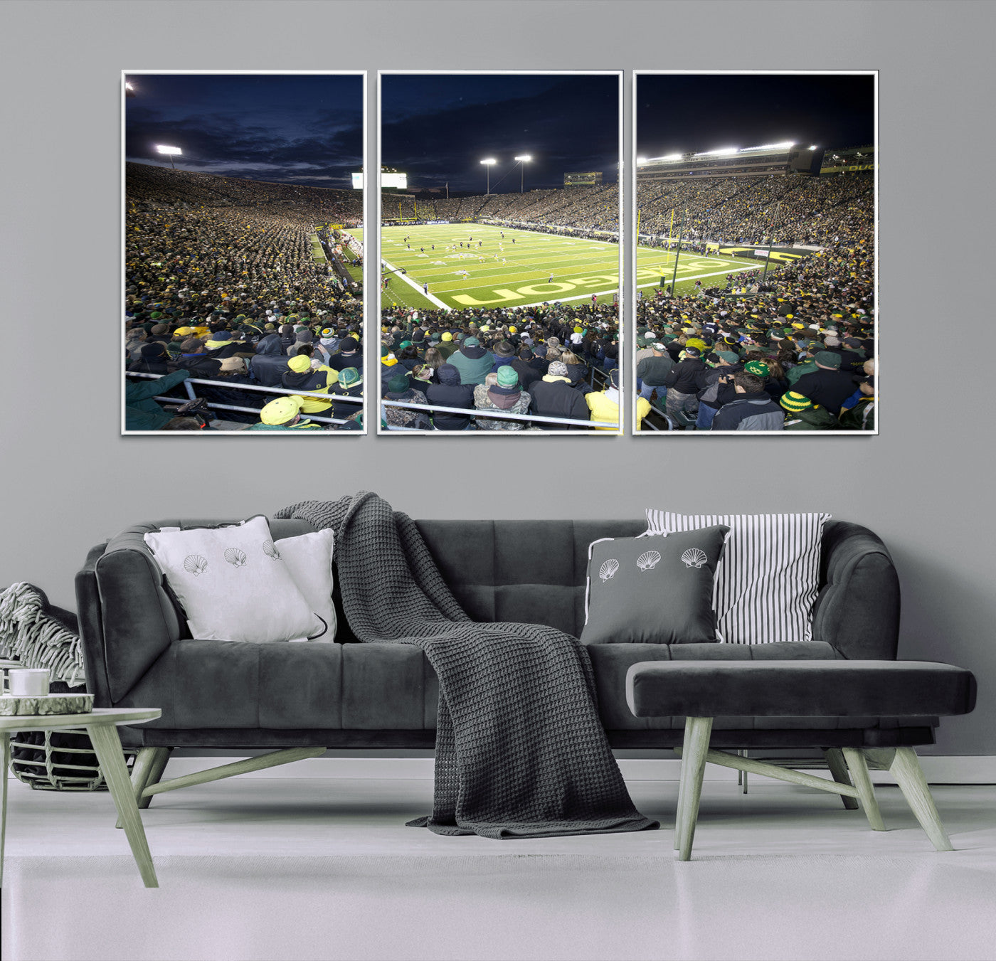 MGV-FC-60X30-3P - University of Oregon Ducks Football Team Print - Eugene Autzen Stadium Wall Art Canvas Print
