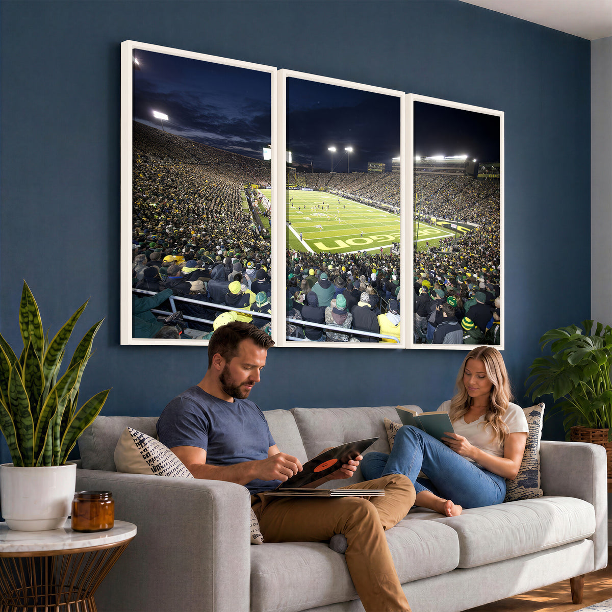 48756-PAN-FL-20X10 - University of Oregon Ducks Football Team Print - Eugene Autzen Stadium Wall Art Canvas Print
