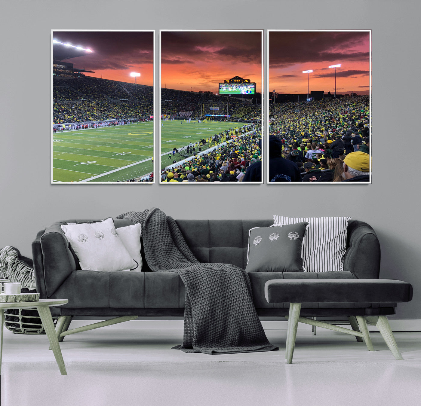 75065-MGV-CV-36X24-Eugene Autzen Stadium Canvas Wall Art Print – Sunset Over Iconic Football Field Wall Decor for Home
