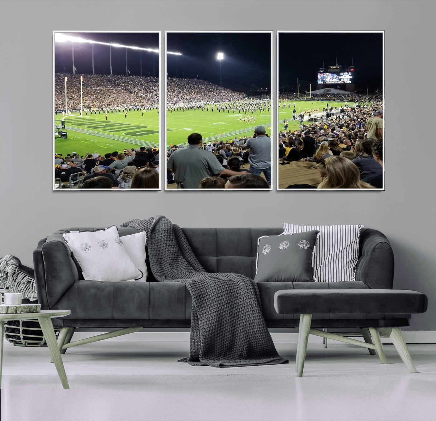 MGV-FC-60X30-3P - Purdue University Boilermakers Football Team Print - West Lafayette Ross-Ade Stadium Wall Art Canvas
