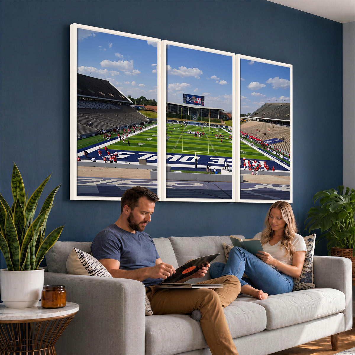 92248-MGV-CV-36X24 - Rice University Owls Football Team Print, Houston Rice Stadium
