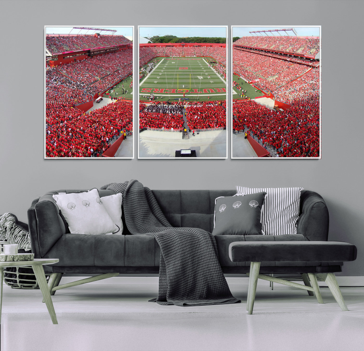 MGV-FC-60X30-3P - Rutgers Scarlet Knights Football Team Print - Piscataway SHI Stadium Wall Art Canvas Print