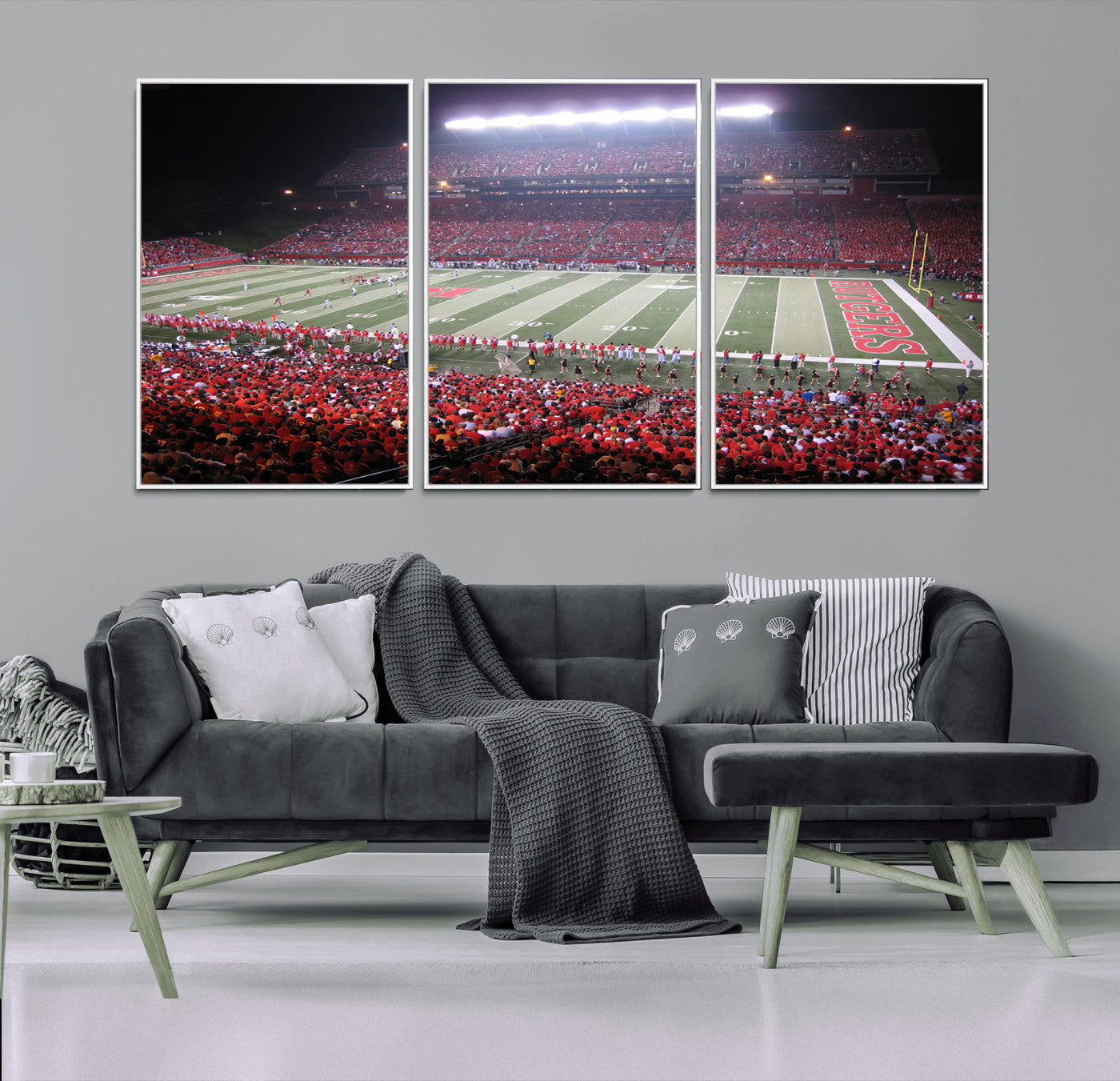 MGV-FC-60X30-3P - Rutgers University Scarlet Knights Football Team Print - Piscataway SHI Stadium Wall Art Canvas