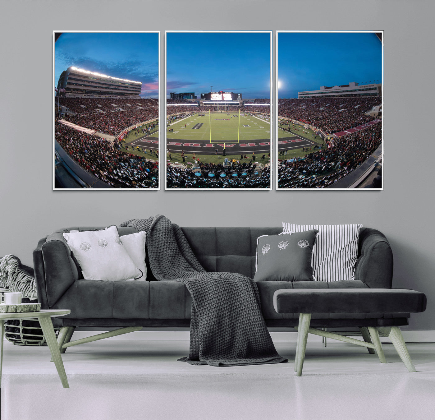 MGV-FC-60X30-3P - Texas Tech Red Raiders Canvas, Framed Football Team Print - Lubbock Jones AT&T Stadium Wall Art