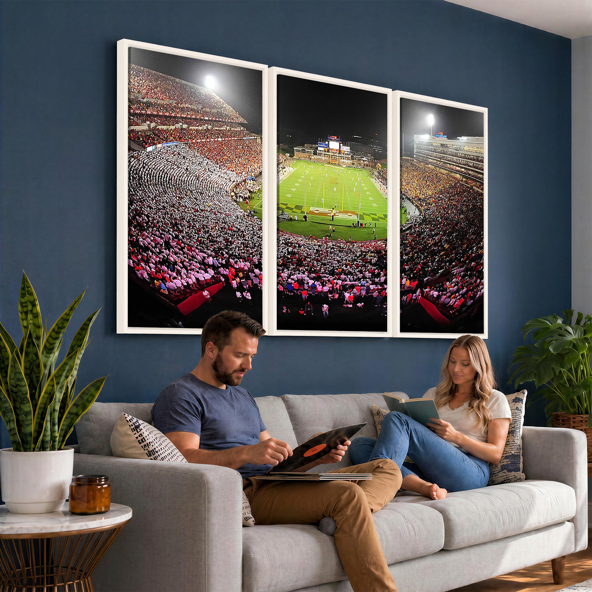 12091-PAN-FL-20X10 - University of Maryland Terrapins Football Team Print - College Park SECU Stadium Wall Art Canvas