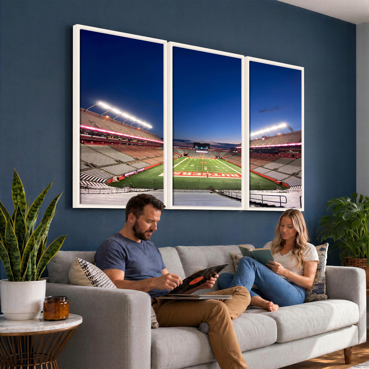15051-MGV-CV-36X24 - Rutgers Scarlet Knights Football Team Print, Piscataway SHI Stadium