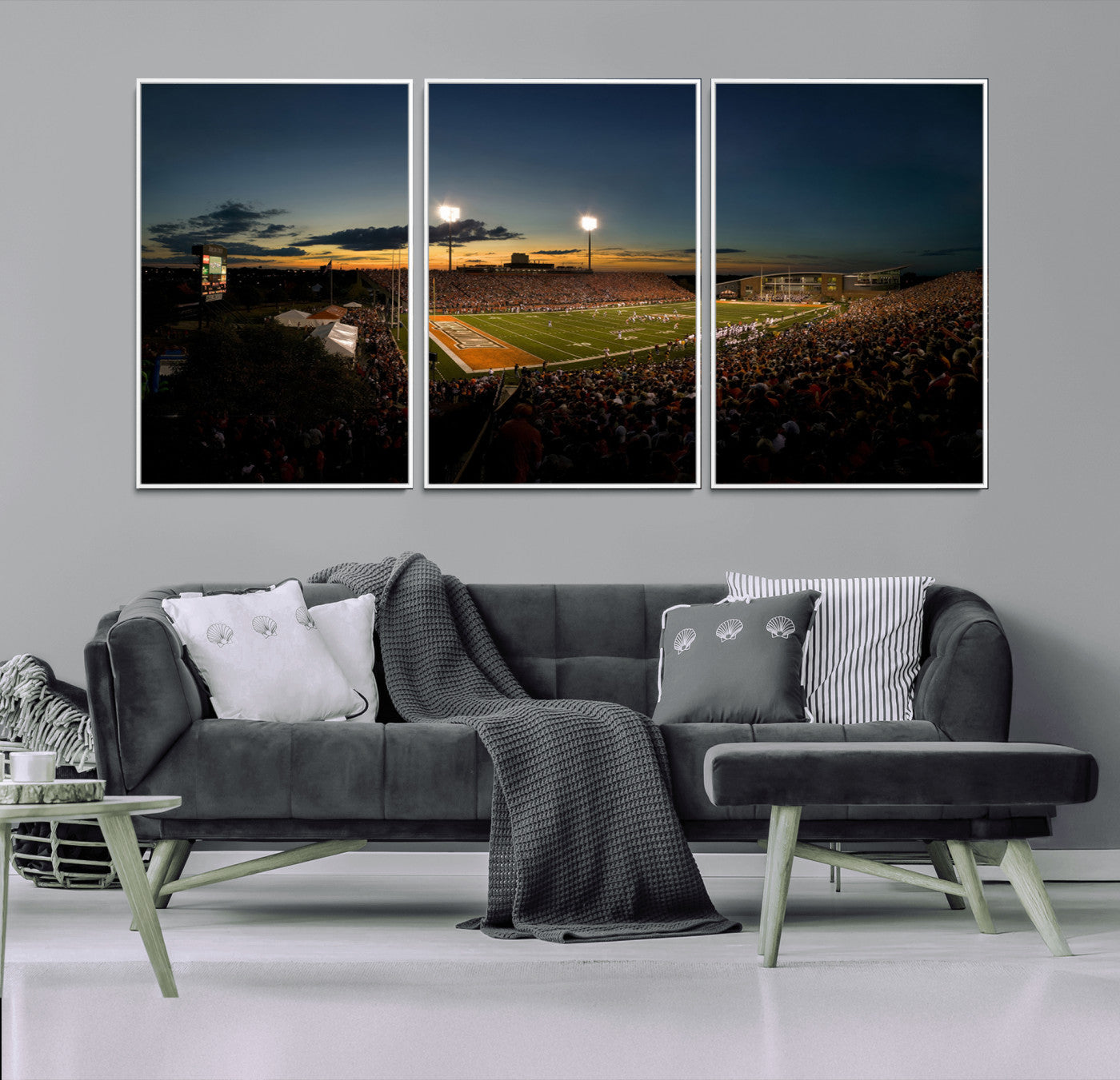 MGV-FC-60X30-3P - Ball State Cardinals Football Team Print - Muncie Scheumann Stadium Wall Art Canvas Print