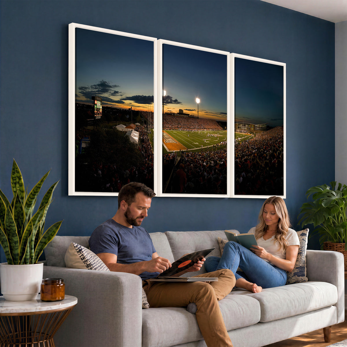 15980-PAN-FL-20X10 - Ball State Cardinals Football Team Print - Muncie Scheumann Stadium Wall Art Canvas Print