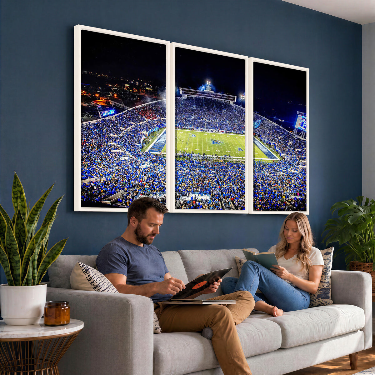 11665-PAN-FL-20X10 - University of Memphis Tigers Football Team Print - Memphis Simmons Bank Liberty Stadium Wall Art