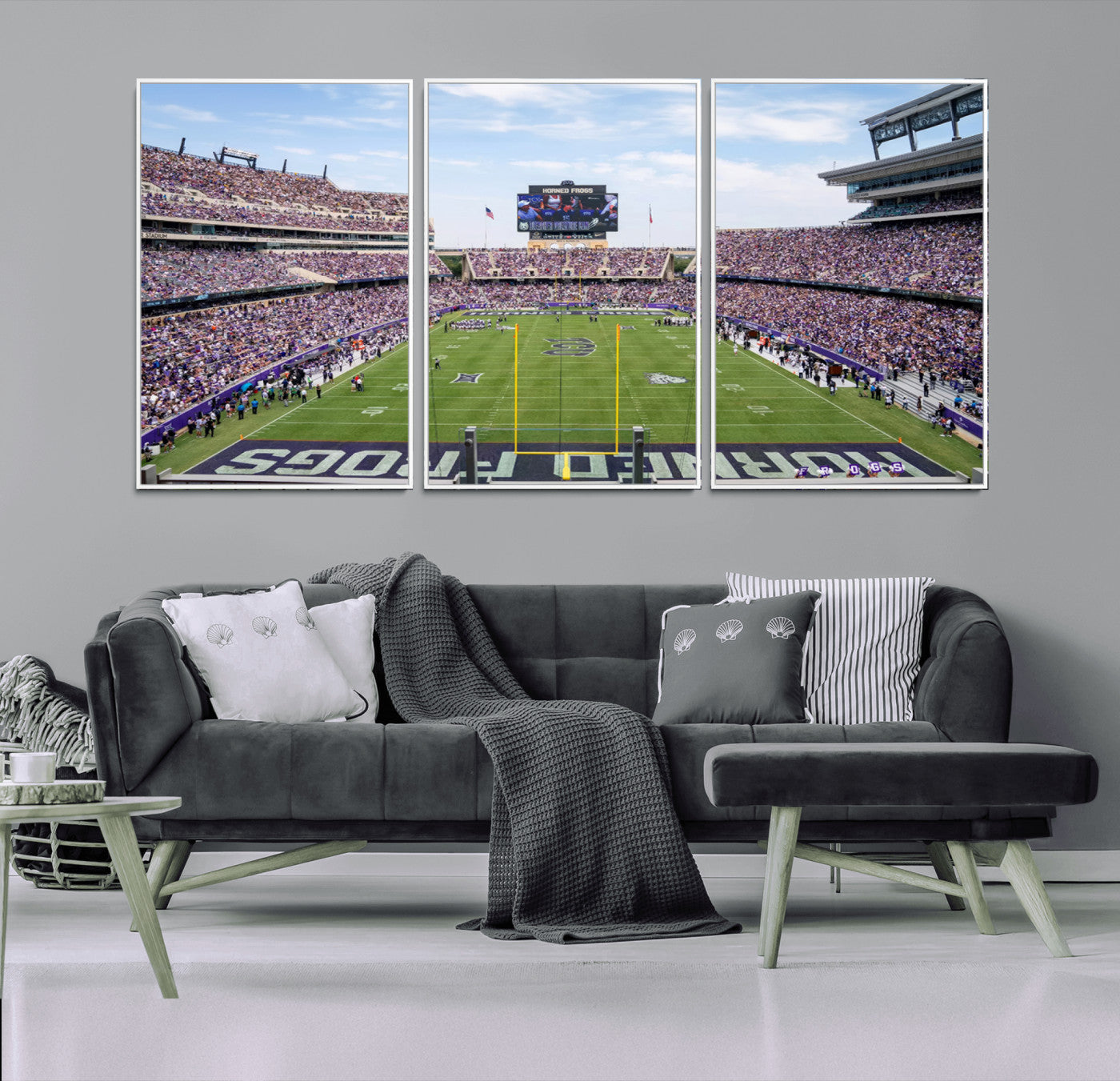 MGV-FC-60X30-3P - TCU Horned Frogs Football Team Print - Fort Worth Amon G. Carter Stadium Wall Art Canvas Print