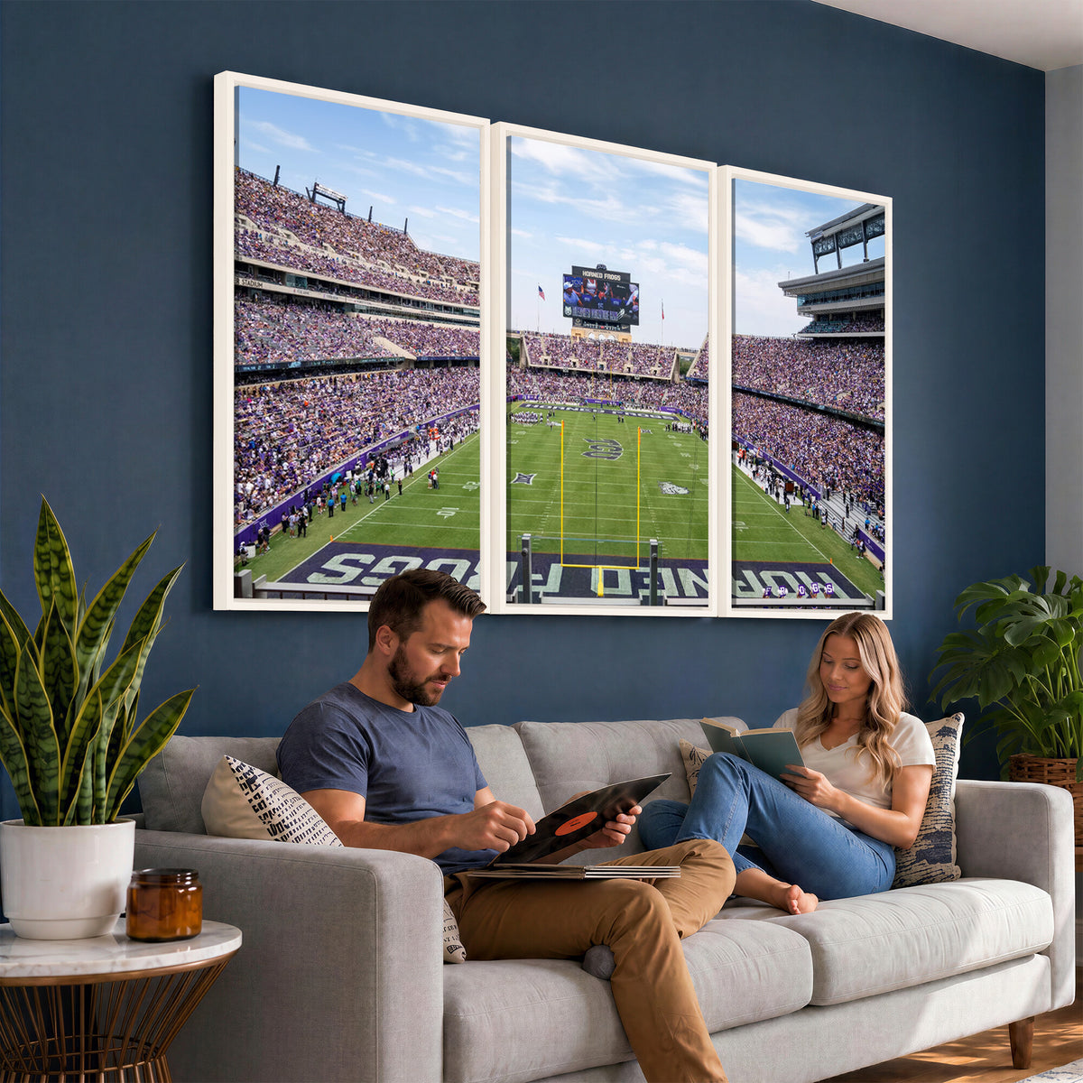 27650-PAN-FL-20X10 - TCU Horned Frogs Football Team Print - Fort Worth Amon G. Carter Stadium Wall Art Canvas Print